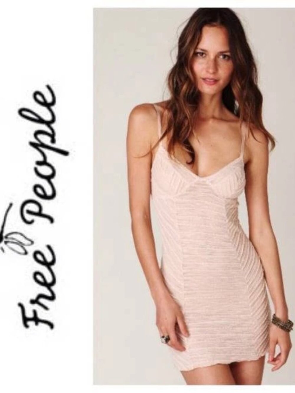 Free People Petite Ruffle Chemise Ballet Combo Gold F053N250 Shimmer Sheer Pink